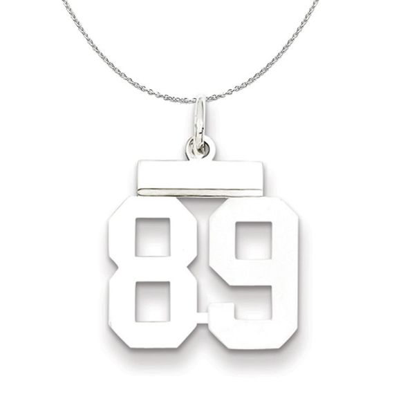 Silver Athletic Collection Medium Polished Number 89 Necklace - 20 In